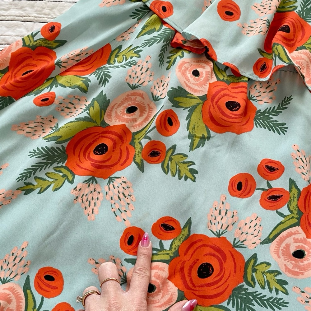 Anthropologie Paper Crown + Rifle Paper Co. Poppy Field Dress RARE size Large - Picture 11 of 11